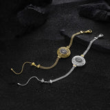 925 Silver Golden Round Pad Vintage Bracelet For Woman Girl