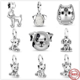 925 Sterling Silver Puppy Dog Cat Pendant Beads for Bracelet Jewelry