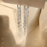 925 Silver Heart Disc Tassel Earrings Women Long Wedding Jewelry