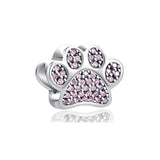 925 Silver Heart Dog Paw Enamel Beads for Bracelet
