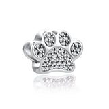 925 Silver Heart Dog Paw Enamel Beads for Bracelet
