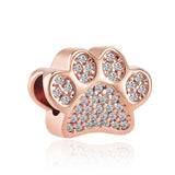 925 Silver Heart Dog Paw Enamel Beads for Bracelet