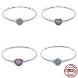 925 Silver Heart Eye Snake Bone Chain Bracelet DIY