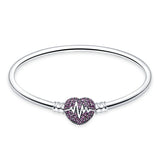 925 Silver Heart Eye Snake Bone Chain Bracelet DIY