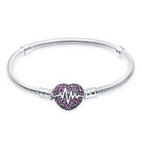 925 Silver Heart Eye Snake Bone Chain Bracelet DIY