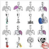 925 Sterling Silver Heart Flower Bead Charms for Bracelets