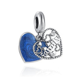 925 Sterling Silver Heart Flower Bead Charms for Bracelets