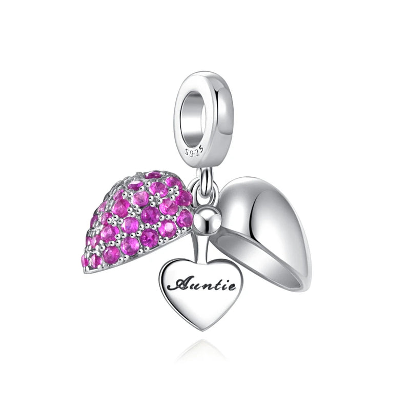 925 Sterling Silver Heart Flower Bead Charms for Bracelets