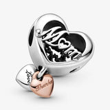 925 Sterling Silver Heart Flower Bead Charms for Bracelets
