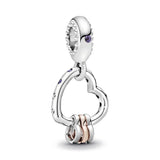 925 Silver Heart Full of Hearts Dangle Charm Pendant Bracelet Necklace DIY