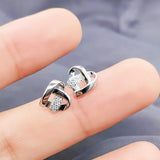 Sterling Silver Heart Knot Stud Earrings Rose Plated Geometric Earrings