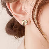 Sterling Silver Heart Knot Stud Earrings Rose Plated Geometric Earrings