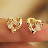 Sterling Silver Heart Knot Stud Earrings Rose Plated Geometric Earrings