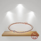 925 Sterling Silver Heart Snake Chain Charm Bracelet Women DIY Jewelry Gift