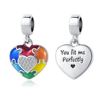 925 Silver Heart Wedding Ring Cat Charms for Bracelet&Bangle DIY