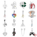 925 Silver Heart Wedding Ring Cat Charms for Bracelet&Bangle DIY