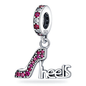 925 Silver Heels Dangle Charms for Bracelet - Women's Jewelry Gift