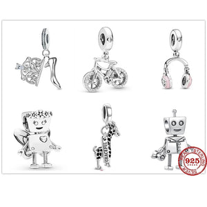925 Silver High Heels Giraffe Headset Bead Charm