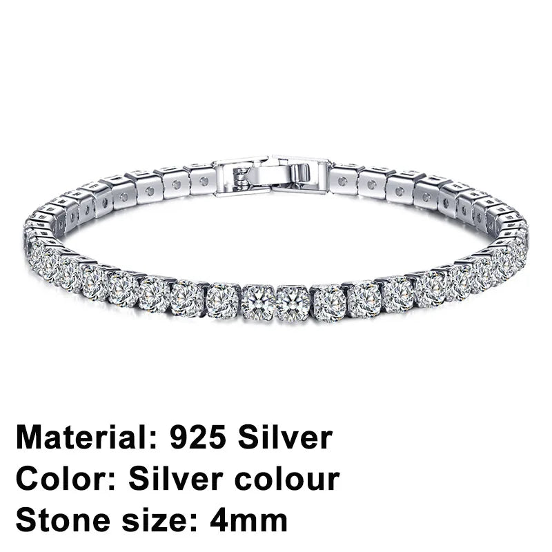 925 Silver Hip Hop Women's Tennis Bracelet with Cubic Zirconia