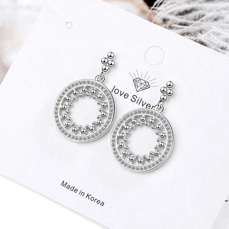 925 Silver Round Stud Earrings Wedding Jewelry
