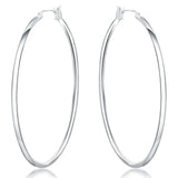 925 Silver Hoop Earring Women 50mm Big Circle Earrings Jewelry Gift