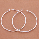 925 Silver Hoop Earring Women 50mm Big Circle Earrings Jewelry Gift