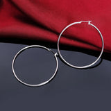 925 Silver Hoop Earring Women 50mm Big Circle Earrings Jewelry Gift