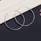 925 Silver Hoop Earring Women 50mm Big Circle Earrings Jewelry Gift