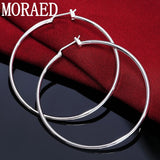 925 Silver Hoop Earring Women 50mm Big Circle Earrings Jewelry Gift