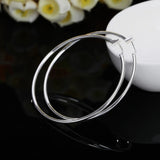 925 Silver Hoop Earring Women 50mm Big Circle Earrings Jewelry Gift