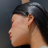 925 Silver Hoop Earrings Pearl Punk Geometric Women Girl Gift