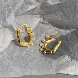 925 Silver Hoop Earrings Pearl Punk Geometric Women Girl Gift