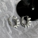 925 Silver Hoop Earrings Pearl Punk Geometric Women Girl Gift
