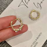 925 Silver Hoop Earrings Pearls Swirl Golden Geometric Jewelry
