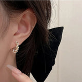 925 Silver Hoop Earrings Pearls Swirl Golden Geometric Jewelry