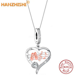 925 Silver I Love Dancing Heart Pendant Necklace Anniversary Gift