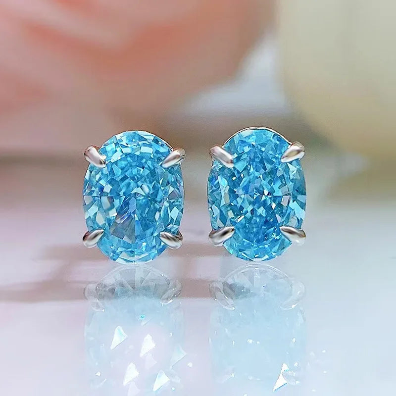 925 Sterling Silver Diamond Hailanbao Zircon Earrings