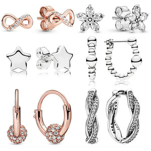 925 Silver Infinity Twist Faith Hoops Beads Stars Earrings Gift Jewelry