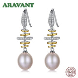 925 Silver Zircon Multicolor Pearls Drop Earrings Women Jewelry