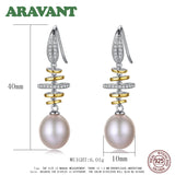 925 Silver Zircon Multicolor Pearls Drop Earrings Women Jewelry