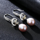 925 Silver Zircon Multicolor Pearls Drop Earrings Women Jewelry