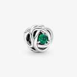 925 Silver Birthstone Eternity Circle Bead Pendant Charms Bracelet DIY