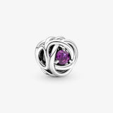 925 Silver Birthstone Eternity Circle Bead Pendant Charms Bracelet DIY
