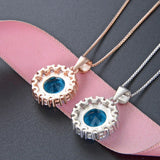 925 Silver Created Sapphire Necklace For Women Wedding