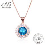 925 Silver Created Sapphire Necklace For Women Wedding