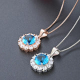 925 Silver Created Sapphire Necklace For Women Wedding