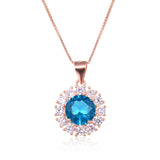 925 Silver Created Sapphire Necklace For Women Wedding