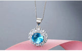 925 Silver Created Sapphire Necklace For Women Wedding