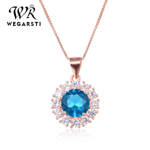 925 Silver Created Sapphire Necklace For Women Wedding