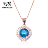925 Silver Created Sapphire Necklace For Women Wedding